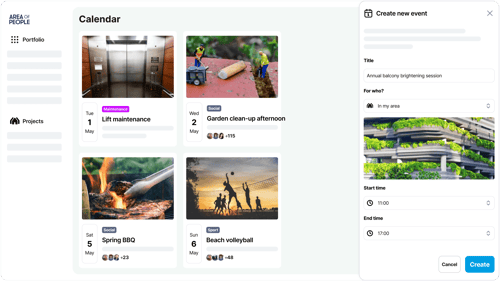 Calendar tool of Area of People platform